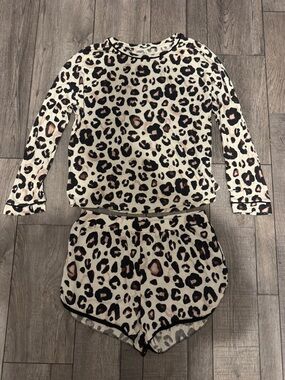 stars above Leopard Print Pajama Set - Cream, Brown, Black